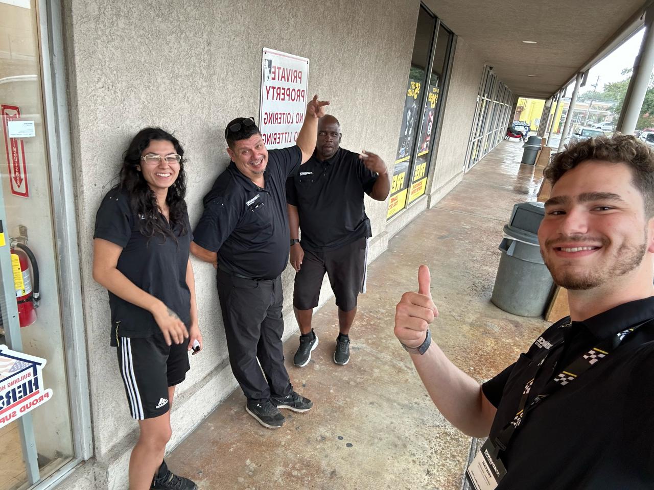 Tristan Gross with a team on a business site visit
