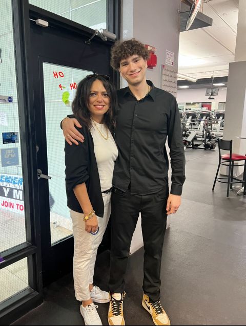Tristan Gross with his mother at a business opening